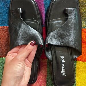 Jeffrey Campbell Glossy Black Slide Sandals